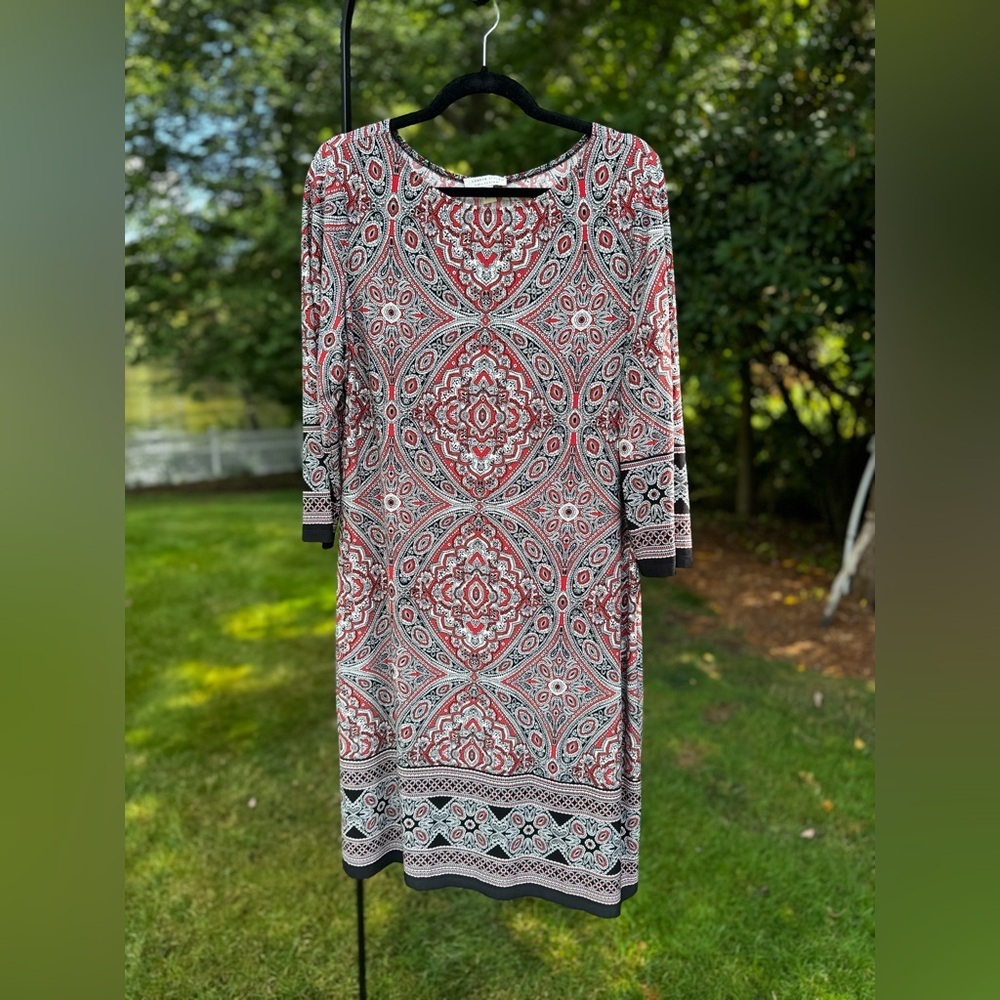 London Style Collection Paisley Fit & Flare Knee Length Work Office Dress